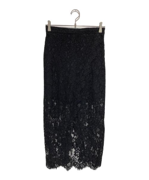 TWIN-SET（ツインセット）TWIN-SET (ツインセット) ミディ丈マクラメレーススカート（Midi macramé lace skirt） ブラック サイズ:40の古着・服飾アイテム