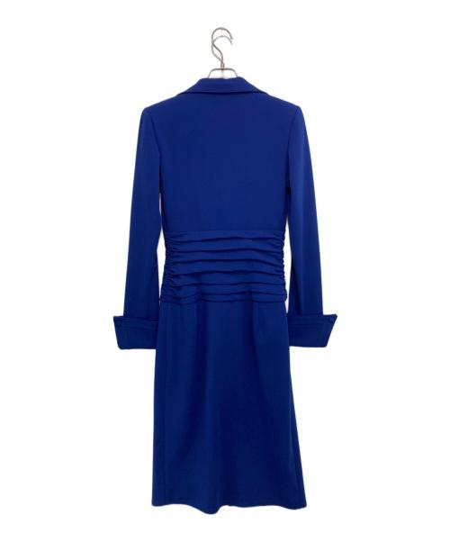 TADASHI SHOJI（タダシ ショージ）TADASHI SHOJI (タダシ ショージ) ジップギャザーワンピース ネイビー サイズ:2の古着・服飾アイテム