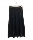 TWIN-SETツインセット）の古着「Knit midi skirt」｜ブラック×ゴールド