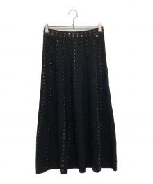 TWIN-SET（ツインセット）の古着「Knit midi skirt」｜ブラック×ゴールド