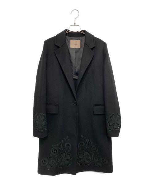 TWIN-SET（ツインセット）TWIN-SET (ツインセット) ウール混コート（Doubled wool coat with embroidery） ブラック サイズ:40の古着・服飾アイテム