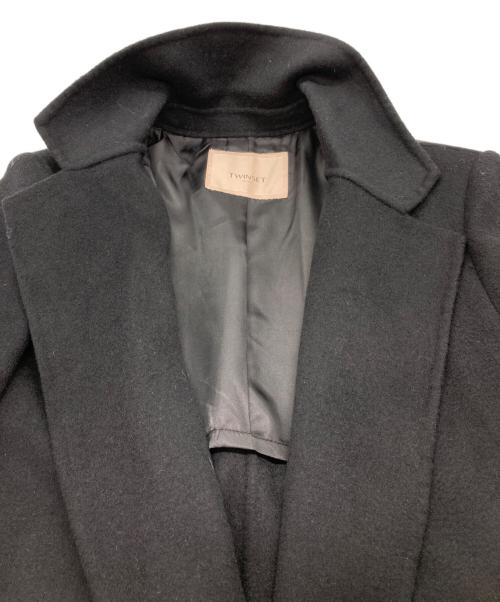 TWIN-SET（ツインセット）TWIN-SET (ツインセット) ウール混コート（Doubled wool coat with embroidery） ブラック サイズ:40の古着・服飾アイテム