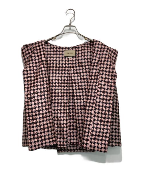 GUCCI（グッチ）GUCCI (グッチ) ハンドトゥースジャケット ピンク×ブラック サイズ:38の古着・服飾アイテム