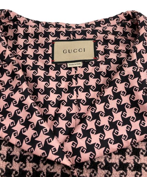 GUCCI（グッチ）GUCCI (グッチ) ハンドトゥースジャケット ピンク×ブラック サイズ:38の古着・服飾アイテム