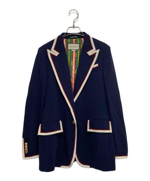 GUCCI（グッチ）GUCCI (グッチ) 金釦 ピークドラペル テーラードジャケット ネイビー サイズ:SIZE 42の古着・服飾アイテム
