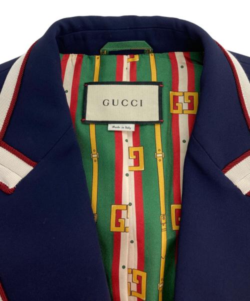 GUCCI（グッチ）GUCCI (グッチ) 金釦 ピークドラペル テーラードジャケット ネイビー サイズ:SIZE 42の古着・服飾アイテム