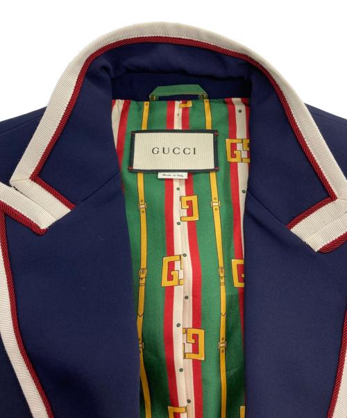 GUCCI（グッチ）GUCCI (グッチ) 金釦 ピークドラペル テーラードジャケット ネイビー サイズ:SIZE 42の古着・服飾アイテム
