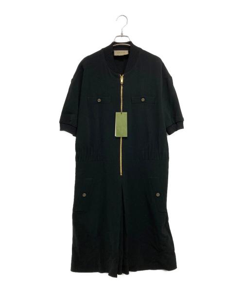 GUCCI（グッチ）GUCCI (グッチ) ビスコースジャージー ポロカラー ミニドレス ブラック サイズ:XLの古着・服飾アイテム
