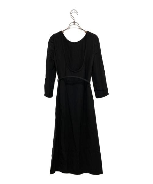 GUCCI（グッチ）GUCCI (グッチ) ベルト付シルクレーヨンドレス ブラック サイズ:38の古着・服飾アイテム
