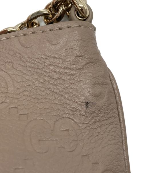 GUCCI（グッチ）GUCCI (グッチ) GGエンブレム ミディアム チェーン2WAYバッグ ベージュの古着・服飾アイテム