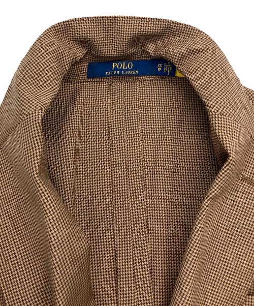 POLO RALPH LAUREN（ポロ・ラルフローレン）POLO RALPH LAUREN (ポロ・ラルフローレン) ハウンドトゥース ウールテーラードジャケット ブラウン サイズ:XSの古着・服飾アイテム