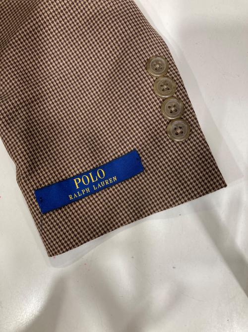 POLO RALPH LAUREN（ポロ・ラルフローレン）POLO RALPH LAUREN (ポロ・ラルフローレン) ハウンドトゥース ウールテーラードジャケット ブラウン サイズ:XSの古着・服飾アイテム