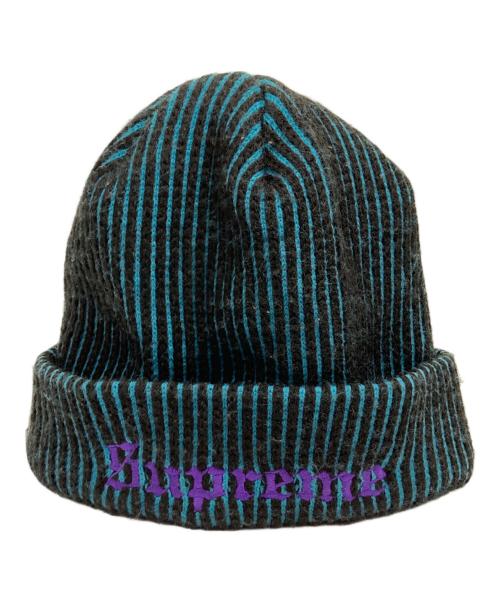 SUPREME（シュプリーム）SUPREME (シュプリーム) 2-Tone Rib Beanie ブラック×ブルーの古着・服飾アイテム