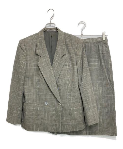 Burberry's（バーバリーズ）Burberry's (バーバリーズ) グレンチェック ジャケット+スカート セットアップ グレー サイズ:9ARの古着・服飾アイテム