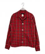 Y'S YOHJI YAMAMOTOワイズ ヨウジヤマモト）の古着「オープンカラーチェックシャツ」｜レッド×ブラック