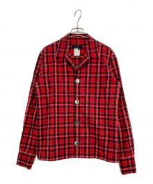 Y'S YOHJI YAMAMOTO（ワイズ ヨウジヤマモト）の古着「オープンカラーチェックシャツ」｜レッド×ブラック