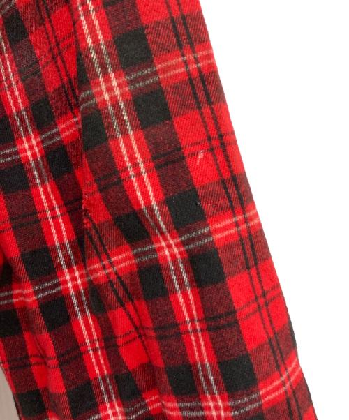 Y'S YOHJI YAMAMOTO（ワイズ ヨウジヤマモト）Y'S YOHJI YAMAMOTO (ワイズ ヨウジヤマモト) オープンカラーチェックシャツ レッド×ブラック サイズ:SIZE 3の古着・服飾アイテム