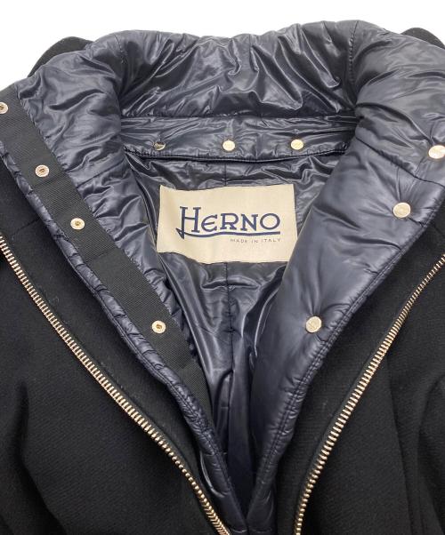 HERNO（ヘルノ）HERNO (ヘルノ) 中綿ライナー付レイヤードコート ブラック×ネイビー サイズ:38の古着・服飾アイテム