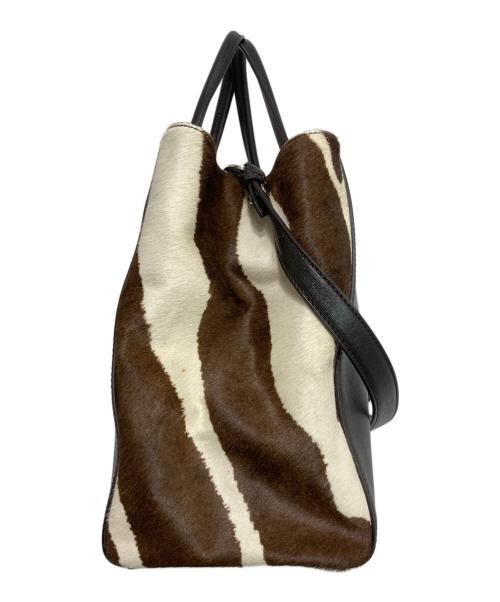 FENDI（フェンディ）FENDI (フェンディ) トゥージュール ハラコ切替 2WAYバッグ ダークブラウンの古着・服飾アイテム