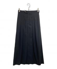 CABAN（キャバン）の古着「コットンギャバジン 2タックロングスカート」｜ネイビー