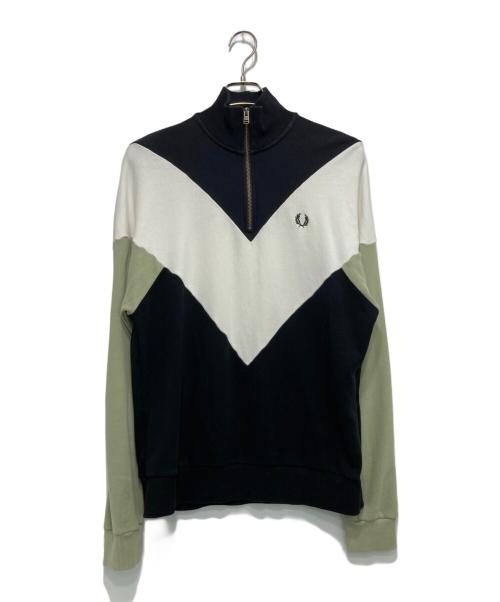 FRED PERRY（フレッドペリー）FRED PERRY (フレッドペリー) ハーフジップスウェット ブラック×グリーン サイズ:Sの古着・服飾アイテム