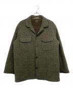 PAPAS×Harris Tweedパパス×ハリスツイード）の古着「裏ボア パイピング ツイードコート」｜オリーブ