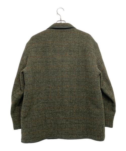 PAPAS（パパス）PAPAS (パパス) Harris Tweed (ハリスツイード) 裏ボア パイピング ツイードコート オリーブ サイズ:Lの古着・服飾アイテム