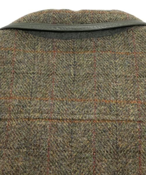 PAPAS（パパス）PAPAS (パパス) Harris Tweed (ハリスツイード) 裏ボア パイピング ツイードコート オリーブ サイズ:Lの古着・服飾アイテム