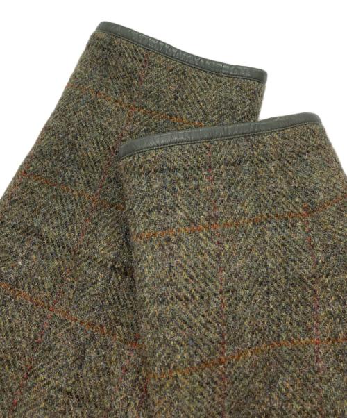 PAPAS（パパス）PAPAS (パパス) Harris Tweed (ハリスツイード) 裏ボア パイピング ツイードコート オリーブ サイズ:Lの古着・服飾アイテム