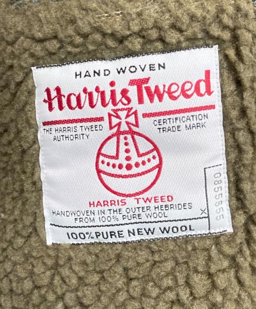 PAPAS（パパス）PAPAS (パパス) Harris Tweed (ハリスツイード) 裏ボア パイピング ツイードコート オリーブ サイズ:Lの古着・服飾アイテム