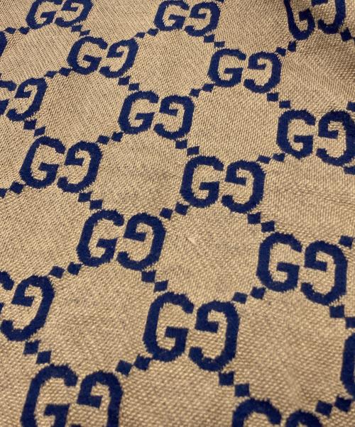 GUCCI（グッチ）GUCCI (グッチ) GG総柄 半袖ポロシャツ ベージュ×ネイビー サイズ:Lの古着・服飾アイテム