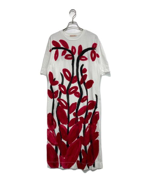 MARNI（マルニ）MARNI (マルニ) PATTERNED DRESS ホワイト×レッド サイズ:38の古着・服飾アイテム
