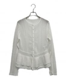 HER LIP TO（ハーリップトゥ）の古着「Shimmer Knit Peplum Cardigan」｜ホワイト