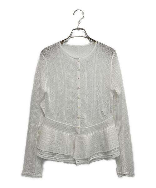 HER LIP TO（ハーリップトゥ）HER LIP TO (ハーリップトゥ) Shimmer Knit Peplum Cardigan ホワイト サイズ:Mの古着・服飾アイテム
