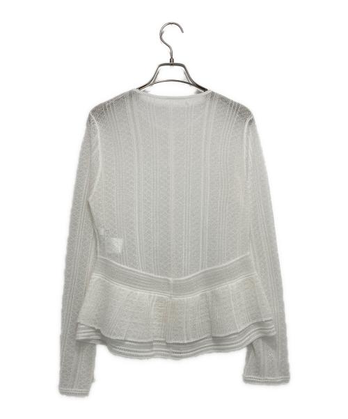 HER LIP TO（ハーリップトゥ）HER LIP TO (ハーリップトゥ) Shimmer Knit Peplum Cardigan ホワイト サイズ:Mの古着・服飾アイテム