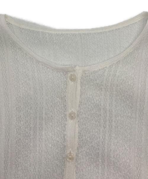 HER LIP TO（ハーリップトゥ）HER LIP TO (ハーリップトゥ) Shimmer Knit Peplum Cardigan ホワイト サイズ:Mの古着・服飾アイテム
