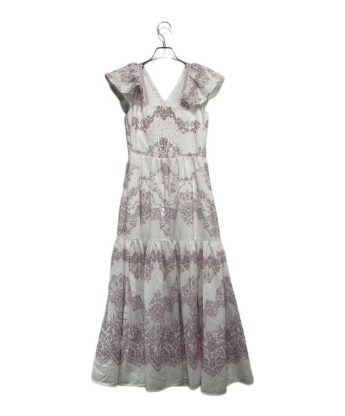 HER LIP TO（ハーリップトゥ）HER LIP TO (ハーリップトゥ) Jendaya Lace-Print Dress ホワイト サイズ:Mの古着・服飾アイテム