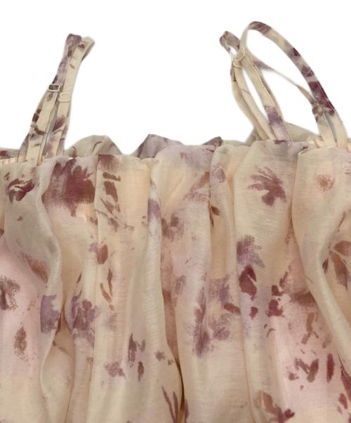 Snidel（スナイデル）Snidel (スナイデル) Sustainableオフショルギャザーワンピース ピンクの古着・服飾アイテム