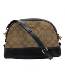 COACH（コーチ）の古着「シグネチャーショルダーバッグ」｜ベージュ×ブラック