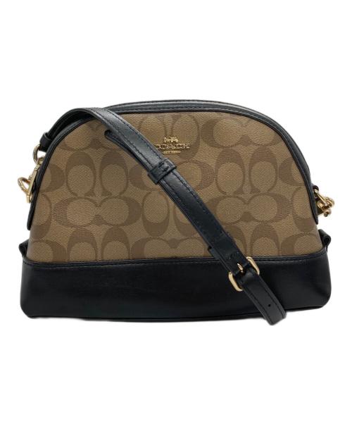 COACH（コーチ）COACH (コーチ) シグネチャーショルダーバッグ ベージュ×ブラックの古着・服飾アイテム
