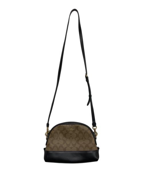 COACH（コーチ）COACH (コーチ) シグネチャーショルダーバッグ ベージュ×ブラックの古着・服飾アイテム