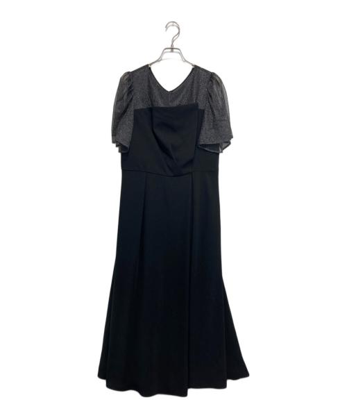 AIMER（エメ）AIMER (エメ) ラメチュール×マットサテンフレアドレス ブラック サイズ:Lの古着・服飾アイテム
