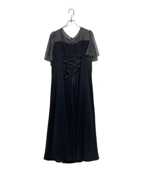 AIMER（エメ）AIMER (エメ) ラメチュール×マットサテンフレアドレス ブラック サイズ:Lの古着・服飾アイテム