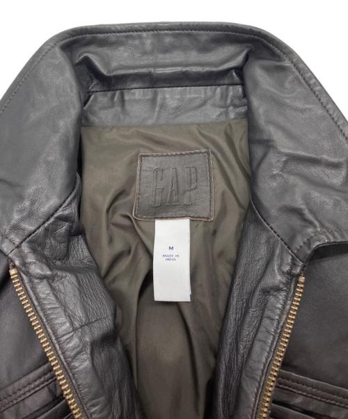 GAP（ギャップ）GAP (ギャップ) シープレザージップアップジャケット ブラウン サイズ:Mの古着・服飾アイテム