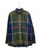 Barbourバブアー）の古着「ラージ タータン チェック レギュラーカラー シャツ」｜グリーン×ネイビー