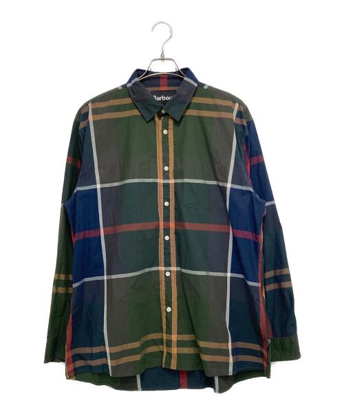 Barbour（バブアー）Barbour (バブアー) ラージ タータン チェック レギュラーカラー シャツ グリーン×ネイビー サイズ:42の古着・服飾アイテム