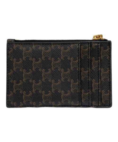 CELINE（セリーヌ）CELINE (セリーヌ) ジップ付きカードホルダー / トリオンフキャンバス＆ラムスキン ブラウン×ブラックの古着・服飾アイテム