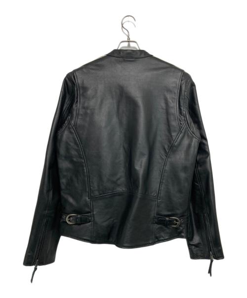 Liugoo Leathers（リューグーレザーズ）LIUGOO LEATHERS (リューグーレザーズ) カウレザー パンチング サイドライン ライダースジャケット ブラック サイズ:LLの古着・服飾アイテム