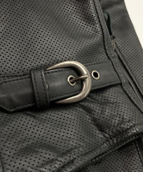 Liugoo Leathers（リューグーレザーズ）LIUGOO LEATHERS (リューグーレザーズ) カウレザー パンチング サイドライン ライダースジャケット ブラック サイズ:LLの古着・服飾アイテム