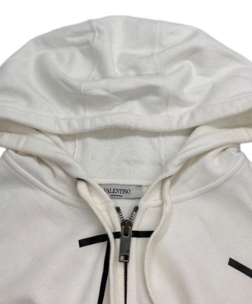 VALENTINO（ヴァレンティノ）VALENTINO (ヴァレンティノ) ロゴプリント ジップアップパーカー ホワイト サイズ:Mの古着・服飾アイテム